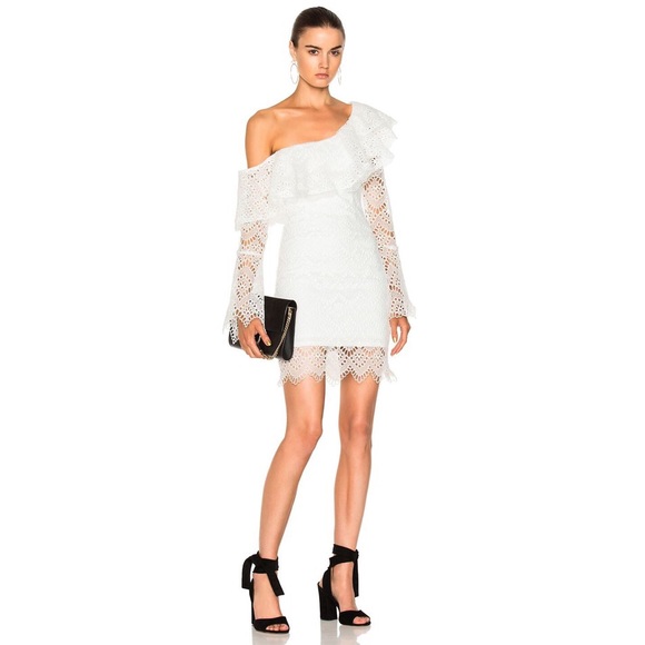 Nicholas One Shoulder Ruffled Antique Mini Dress - Picture 4 of 5